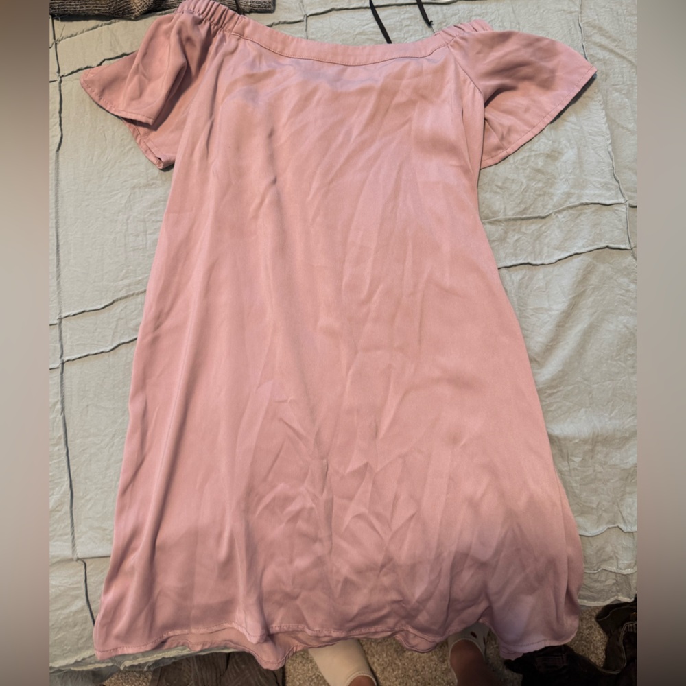 Elegant Pink Ruffle Sleeve Dress